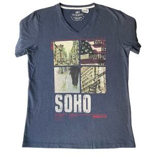Nils Sundstrom Women Short Sleeve T-shirt size XL,Blue,SOHO South Of Houston NYC